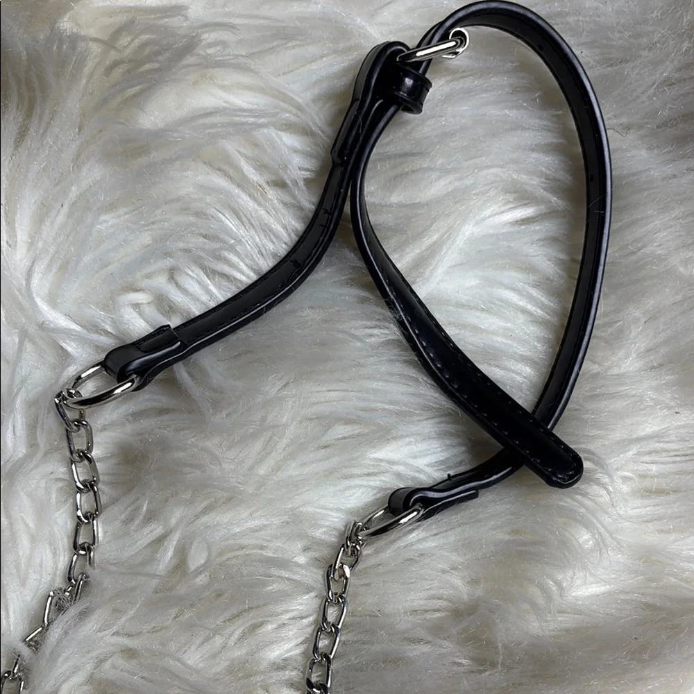 Black Crossbody Bag with Chain Link Strap